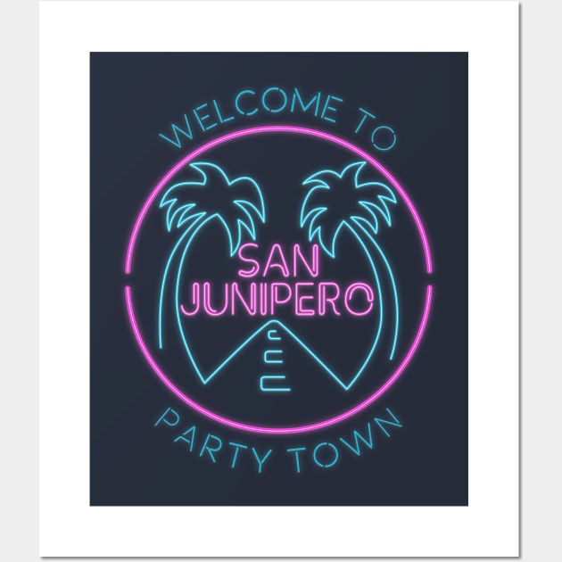 San Junipero Party Town Wall Art by IceColdTea